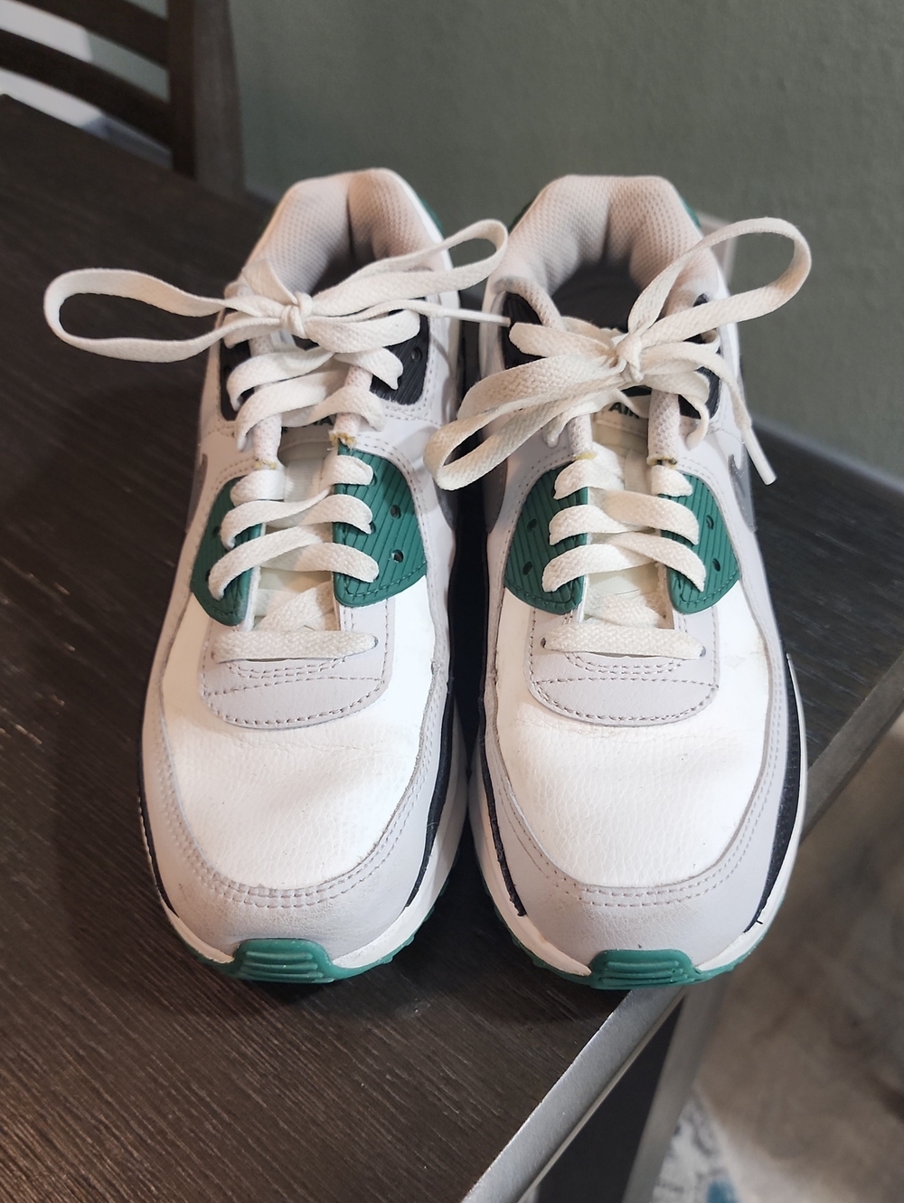 Nike Kids White and Teal Lace-Up Sneakers